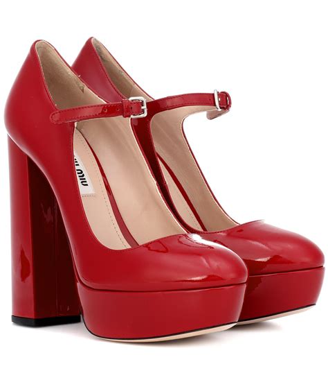 miu miu patent platform mary jane pumps